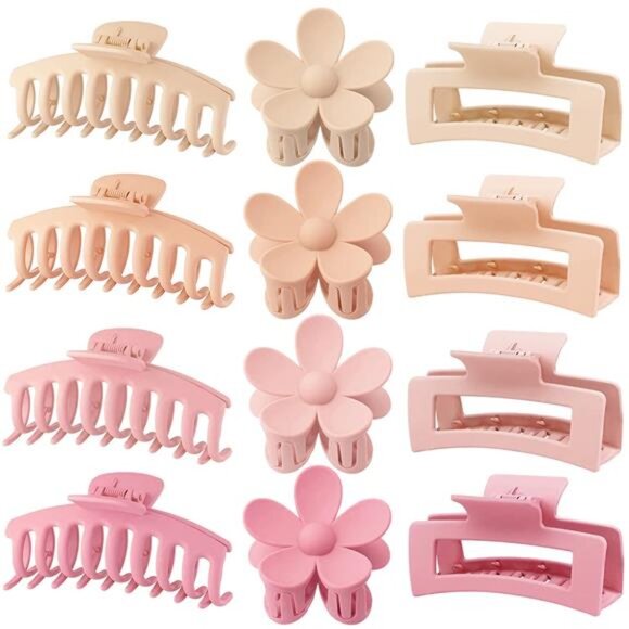 Large Hair Claw Clips 12 Pack, Flower Hair Clips for Thin Hair, Big Square main image 5